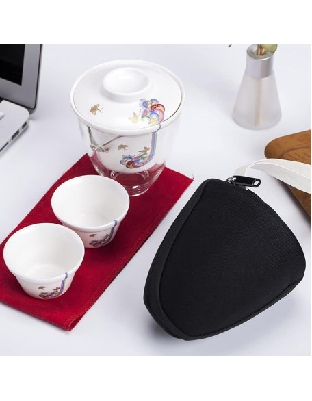 Tea Set Tea Set Teapot Tea Cup Travel Bag Chinese Kung Fu Tea Set Gaiwan Teapot Teacups Fair Mug Tea Sets White Portable Travel Tea Set DrinkwareTeapot