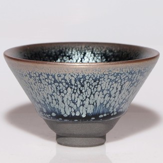 Tenmokus Tea Cup Bowl Oilspot Glaze, Ceramic Jianzhan Teacup 80ml 2.71oz Chinese Traditional Crafts Fired in Kiln