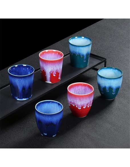 Master Cup Ceramic Large Capacity Water Cup Jianzhan Tea Cup Coffee Cup Wine Glass Single Cup Wine Glasses Home Decoration/Green/B Cups (Color : Red, Size : B)