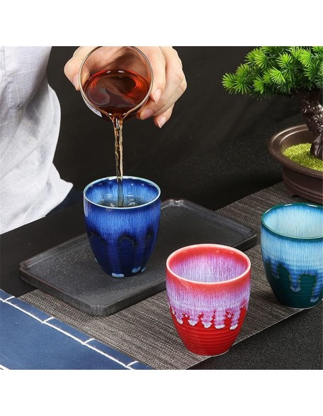 Master Cup Ceramic Large Capacity Water Cup Jianzhan Tea Cup Coffee Cup Wine Glass Single Cup Wine Glasses Home Decoration/Green/B Cups (Color : Red, Size : B)