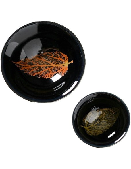 2PCS Chinese Tenmoku Tea Cup,Leaf Jianzhan Bowl Decoration Home,Tenmoku Cups,Chinese Kungfu Ceramic Teacup Set,Christmas New Year Gift For Husband