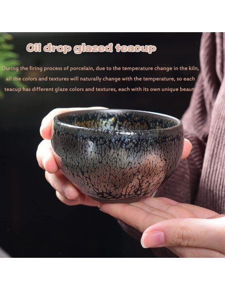 Tea Cups,Chinese Tea Cup, Chinese Retro Oil Drop Glaze Pattern Tea Cups, Handmade Kung Fu Master Cup Tea Cup Bowl, 6 Different Interior Options (Color:Lotus,Size:150ml) (Color : Auspicious Dragon, S