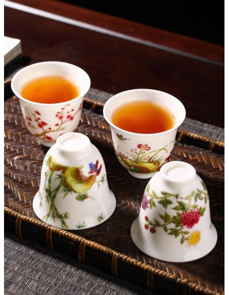 50ml Jingdezhen Ceramic Tea Cup Handmade Kung Fu Tea Set Enamel Color Tea Cup