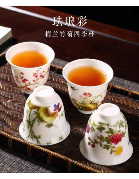 50ml Jingdezhen Ceramic Tea Cup Handmade Kung Fu Tea Set Enamel Color Tea Cup